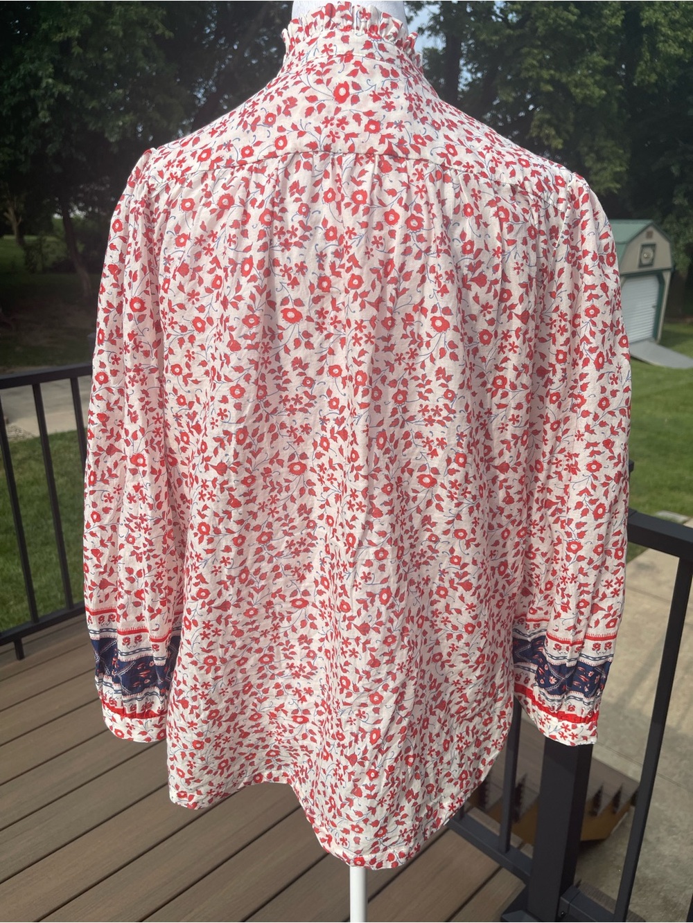 Trovata Red Ivy Birds Of Paradis Cotton Small Quincy Cottagecore Bohemian Blouse - Picture 4 of 9